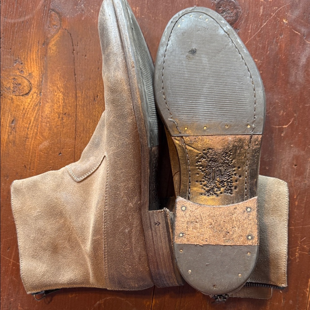 John Varvatos Distressed Tan Leather Boots - Picture 4 of 4